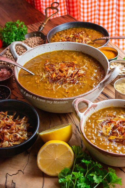 Adasi recipe - Persian lentil soup — I got it from my Maman Persian Vegan, Iranian Recipes, Persian Cuisine, Iranian Food, Lentil Soup Recipes, Lentil Recipes, Persian Food, Lentil Soup, Middle Eastern Recipes