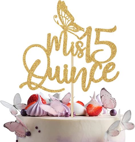 Quince Cake Topper, Sweet 15 Cakes, 15th Birthday Decorations, Birthday Celebration Decorations, Cheers To, Quince Cake, 15th Birthday Cakes, Quinceanera Cakes, Gold Wedding Decorations