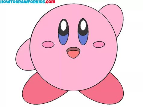 How to Draw Kirby Step by Step - Easy Drawing Tutorial For Kids Kirby Drawings Easy, Draw Kirby, Kirby Buckets, Kirby Character, Easy Drawing Tutorial, Easy Doodles, Drawing Tutorials For Kids, Doodles Drawings, Drawing Heads