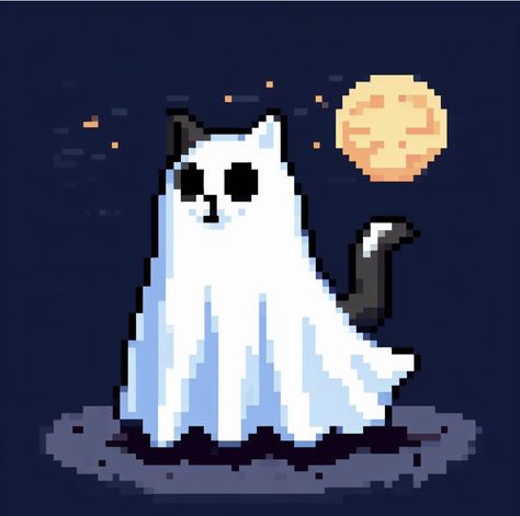 Cute Ghost Pixel Art, Ghost Animals Art, Cute Ghost Pfp, Ghost Pixel Art, Pixel Ghost, Ghost Pfp, Shrinks Dink, Pet Ghost, Halloween Pfps