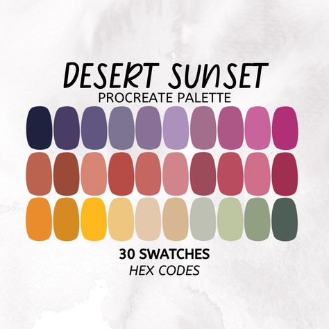 Wir stellen Desert Sunset Procreate Farbpalette vor!  Erweitere deine digitale Kunstfertigkeit mit den warmen Farbtönen von Desert Sunset! Diese sorgfältig kuratierte Palette von 30 Mustern fängt die pulsierende Essenz der Wüste ein und bietet eine vielseitige Auswahl an Farben und Kombinationen, . Sunrise Colors Palette, Desert Sunset Color Palette, Color Palette Desert, Desert Color Scheme, Sunset Procreate, Earth Color Palette, Desert Palette, Desert Color Palette, Procreate Palette . Procreate Color Palette Sunset Procreate Palette, Sunrise Colors Palette, Ancient Egypt Color Palette, Evening Color Palette, Indie Color Palette, Desert Sunset Color Palette, Color Palette Desert, Witchy Color Palette, Sunset Procreate