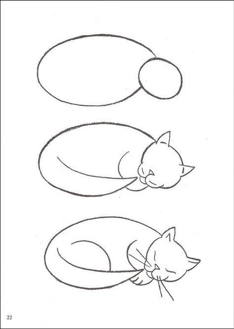 Sleeping Cat Drawing Faces, 수채화 그림, Rock Painting Art, Art Instructions, Flower Doodles, Drawing Lessons, Drawing Tutorials, Doodle Patterns, Cat Drawing