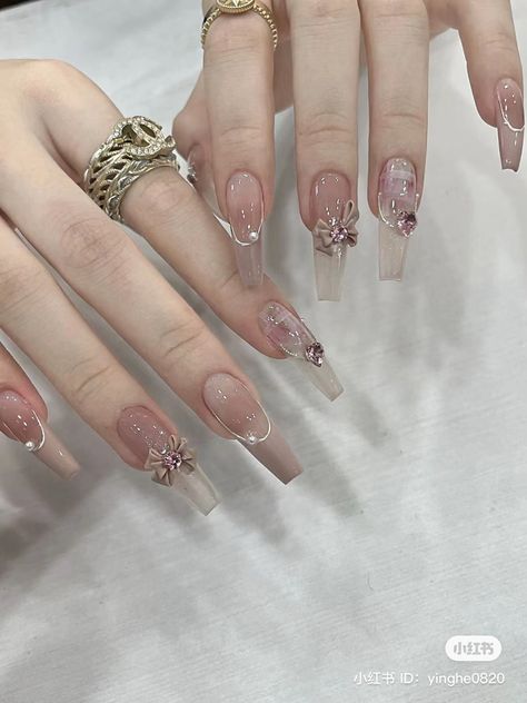 Asian Nails, Hello Nails, Blush Nails, Pretty Gel Nails, Nail Swag, Uñas Acrilicas, Elegant Nails, Luxury Nails, Bling Nails