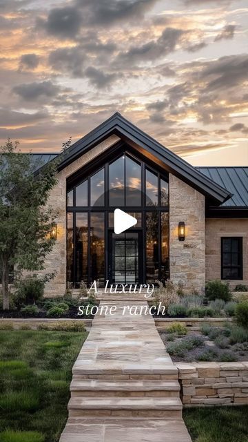 Rockwell Home by Erin on Instagram: "Almost heaven, West Virginia…. This cozy stone ranch home looks pretty perfect to us 🍂

AI Assisted Design - @rockwell.home 

#homesweethome #homedesign #aihome #aihomedesign #homedesign #ranchhome #homefloorplans" Montana Ranch House, Stone House Revival, Contemporary Ranch Home, Brick Ranch Houses, Brick Ranch, Garden Suite, Cabin Exterior, Modern Bungalow, Contemporary House Design