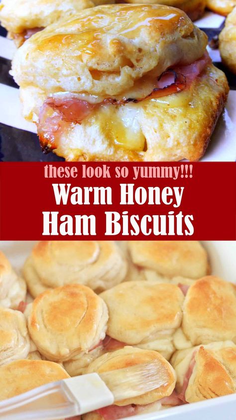 Dinner With Buiscits, Ham And Cheese Biscuits, Honey Ham Biscuits, Kabasa Recipes, Dole Recipes, Ham Biscuits, Ham Breakfast, Sandwhich Recipes, Honey Ham