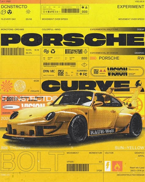 Koen (@deconstructed.design) • Instagram-foto's en -video's Car Font Design, Cars Outside, Free Assets, 60k Followers, Easy Drawing Tutorial, Illustration Simple, Racing Posters, Typographic Poster, Cars Racing