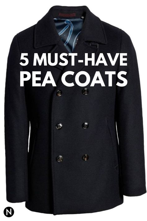 Peacoats are one of the best types of outerwear for the fall and winter. They’re stylish, warm, and make you look professional. #menswear #coats #fashion #style #mensfashion #peacoats #winteroutfits #coldweatheroutfits Mens P Coat, Men’s Pea Coat, Men’s Peacoat, Men’s Wool Coat, Mens Black Peacoat Outfit, Black Peacoat Outfit Men, Peacoat Men Outfits, Mens Peacoat Outfit, Mens Navy Peacoat