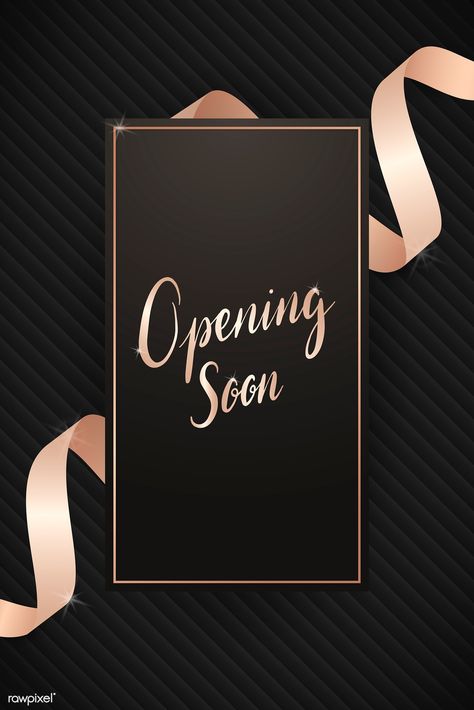 Opening soon with pink gold ribbon advertisement vector | premium image by rawpixel.com / Kappy Kappy Gold Black Background, Teaser Campaign, Nail Parlour, Grand Opening Invitations, Business Marketing Design, Gold And Black Background, Logo Online Shop, Small Business Quotes, Cake Logo Design