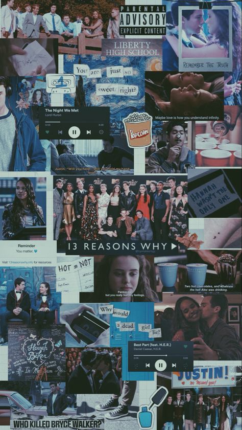 13 Reasons Why Collage, 13 Reasons Why Group Photo, 13 Reasons Why Aesthetic Wallpaper, 13rw Aesthetic, 13 Reasons Why Wallpaper Iphone, Hannah Baker Aesthetic, 13 Reasons Why Wallpaper, 13 Reasons Why Poster, Cool Blue Wallpaper