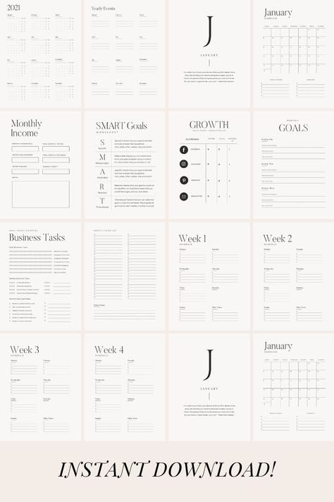 Free Business Planner, Smart Goals Worksheet, To Do Planner, Study Planner Printable, Free Business Plan, Digital Planner Template, Small Business Planner, Planner Business, Notion Templates