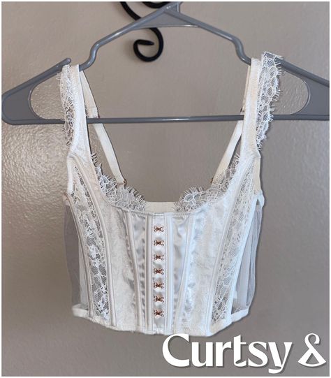 Victoria's Secret Lace Corset Style White Bralette White Underwire Corset With Lace Trim, White Lace Overbust Corset, White Lace Coquette Corset, White Lace Vintage Corset, White Vintage Corset With Lace Trim, White Lace Bralette, White Bralette, Lace Corset, Corset Style