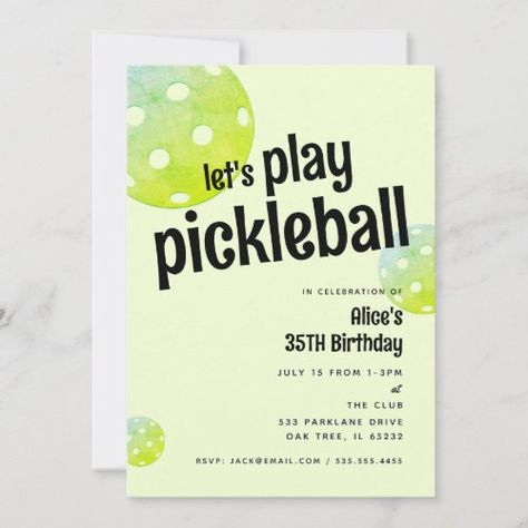 $3.03 | Pickleball Party Sports Green Custom Invitation - pickleball, party, sports, invitation, pickle, pickleball party, pickleball birthday, pickleball invite, pickleball tournament, green Pickleball Birthday, Sports Invitation, Pickleball Tournament, Pickleball Party, Sports Birthday Invitations, Ball Party, 35th Birthday, Pickle Ball, Sports Birthday