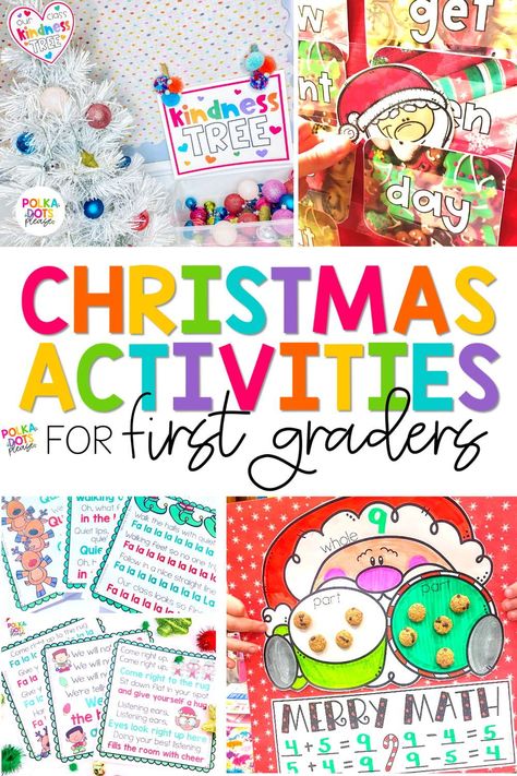 Engage your students before winter break with these fun Christmas Holiday activities! These Christmas crafts and activities are perfect for keeping your students focused while having fun in the chaos of before winter break. From math activities, drawing activities, crafts and more! These are perfect for your first grade students! #Christmas #Math #Crafts #Holidays Christmas Math Crafts First Grade, 1st Grade Holiday Crafts, Christmas Centers First Grade, Christmas Activities For First Grade, First Grade Christmas Party Ideas, Christmas Crafts For First Grade, First Grade Christmas Crafts, Christmas 1st Grade, Christmas First Grade