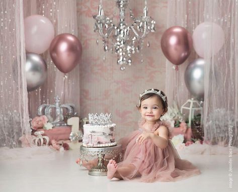 1 Year Princess Photoshoot, Princess Theme Cake Table, Princess Cake Smash Photography, Princess Theme Cake Smash, 1st Birthday Photoshoot Princess, Swan Princess 1st Birthday Party, Princess One Year Photoshoot, Once Upon A Time Cake Smash, Princess First Birthday Photo Shoot