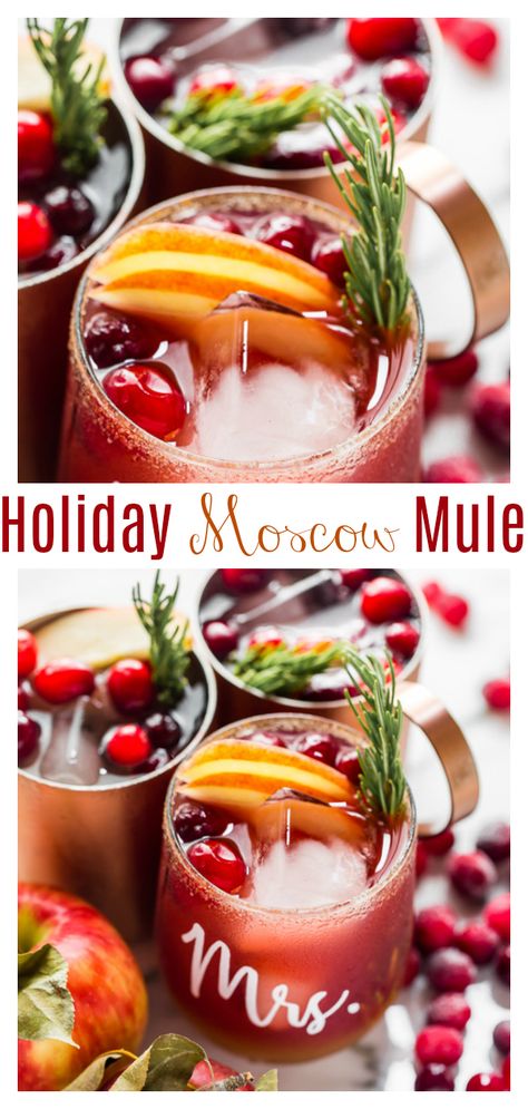 Ginger Beer Holiday Cocktail, Apple Moscow Mule Recipe, Apple Moscow Mule, Cranberry Moscow Mule Recipe, Cranberry Cocktails, Ginger Beer Drinks, Cranberry Moscow Mule, Ginger Beer Cocktail, Thanksgiving Goodies