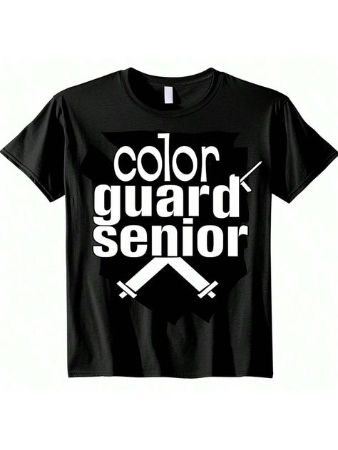 Color Guard Senior TShirt Crossed Flags Design  Tee Graduation Gift Performance Apparel Flag Team Shirt Dance  Top Black Casual  Short Sleeve Knitted Fabric Colorblock,Geometric,Letter,Random Print  Slight Stretch Spring/Summer/Fall Women Clothing, size features are:Bust: ,Length: ,Sleeve Length: Flags Design, Cross Flag, Dance Tops, Color Guard, Team Shirt, Team Shirts, Flag Design, Performance Outfit, Tee Design