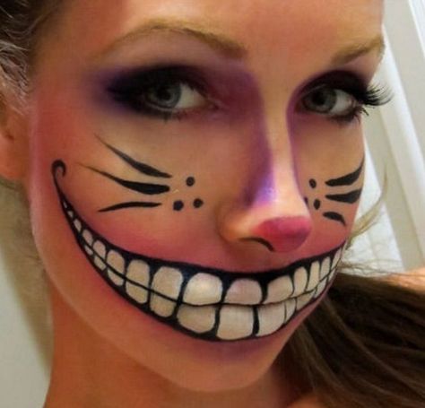 90s Duos, Cheshire Cat Makeup, Extreme Make-up, Carnaval Make-up, Cheshire Cat Costume, Halloween Make-up Looks, Halloweenský Makeup, Creepy Makeup, Full Disclosure