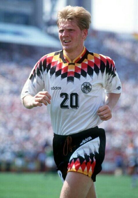 Matthias Sammer of Germany at the 1994 World Cup Finals. Germany World Cup, Germany Football Team 2022, 1983 World Cup, Matthias Sammer, Usa World Cup, Munich Olympics 1972, Football Stars, 1966 World Cup Final, Sports Jersey Design