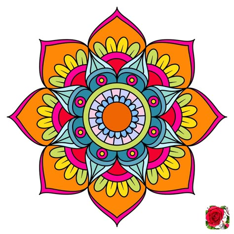 Flower Pattern Drawing, Circle Crafts, Rangoli Patterns, Mandala Art Therapy, New Rangoli Designs, Pichwai Paintings, Simple Mandala, Mandala Design Pattern, Colorful Rangoli Designs