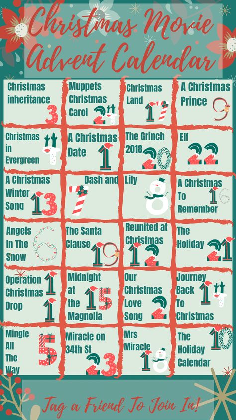 Hallmark Movie and Christmas Classics Advent Calendar 2020 Christmas Movie Advent Calendar, Christmas Hallmark Movies, Muppets Christmas, Christmas Classics, Christmas Bucket List, Christmas Films, Christmas Bucket, Christmas Week, Hallmark Movie