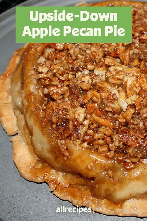 Upside Down Pecan Apple Pie, Upside Down Apple Pecan Pie, Apple Pecan Pie Recipe, Pecan Pie Desserts, Deep Dish Apple Pie Recipe, Upside Down Apple Pie Recipe, Upside Down Apple Pie, Granny Smith Apples Recipes, Best Amish Recipes