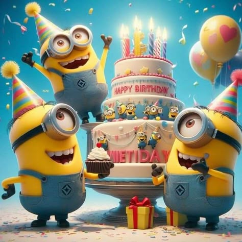 Minion Birthday Wishes, Minion Happy Birthday, Boys 18th Birthday Cake, 4 Minions, Birthday Wishes Pics, Happy Birthday Minions, Minion Theme, Funny Happy Birthday Wishes, Happy Birthday Greetings Friends