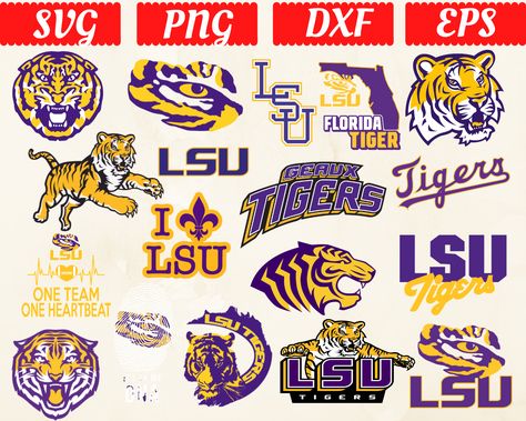 Lsu Tigers Svg, Lsu Svg Files Cricut, Lsu Svg, Lsu Tigers Art, College Canvas Art, Lsu Logo, Lsu Tigers Logo, Football Room, College Crafts