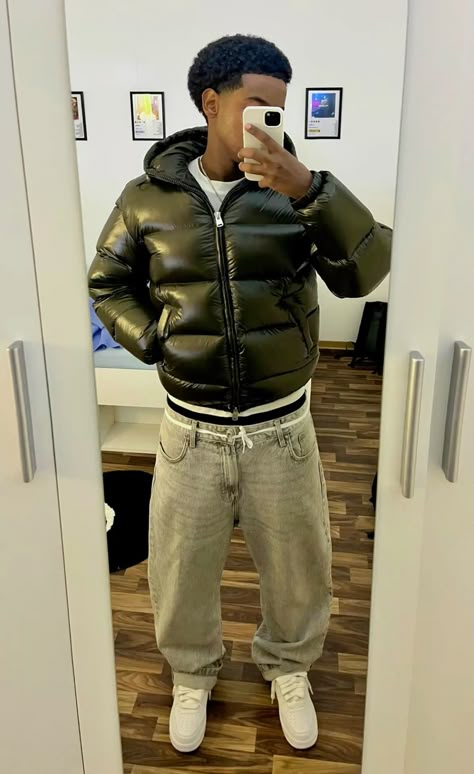 Outfitinspo Black Puffer Jacket Outfit Men, Puffer Outfit Men, American Drip, Black Puffer Jacket Outfit, Puffer Jacket Outfit Men, Streetwear Outfit Men, Street Style Boy, Zara Puffer Jacket, Puffer Outfit