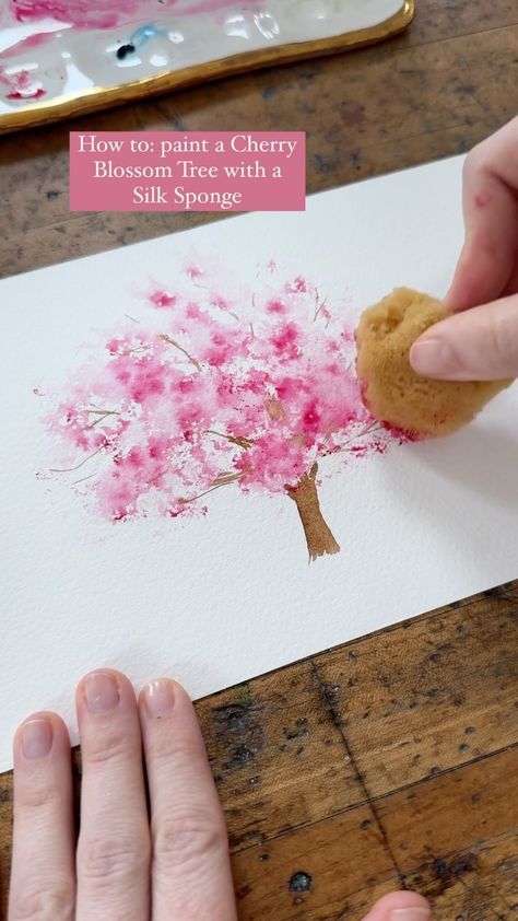 Painting Flowers Tutorial, Learn Watercolor Painting, Cherry Blossom Trees, Happy Painting, Art Tutorials Watercolor, Watercolor Beginner, Watercolor Flowers Tutorial, Signs Of Spring, Watercolor Paintings For Beginners