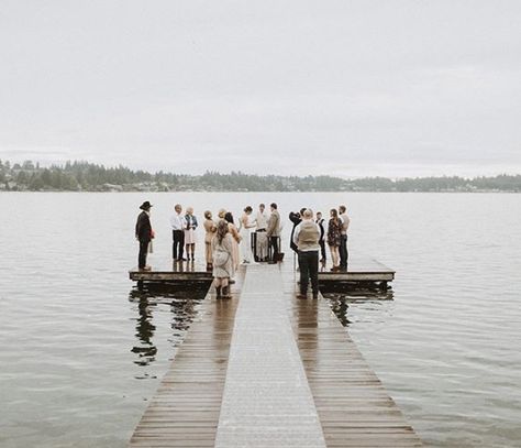 Wedding On Dock, Dock Wedding Ceremony, Lake Ceremony, Lake Wedding Ceremony, Small Dock, Dock Wedding, 2023 Moodboard, Wedding Group Photos, Marriage Ideas