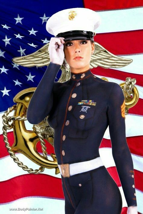 Ada♡Angell♡Anderson Female Body Paintings, Color Posters, Female Marines, Pin Up Outfits, Military Girl, United States Military, Us Marine, Girls Uniforms, The Military