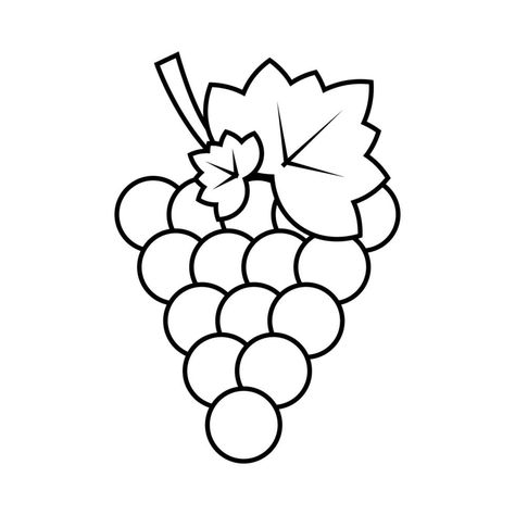 icône grappe de raisin avec une feuille. dessin de contour d'illustration de fruit.vector Drawing Of Fruit, Bunch Of Grapes, Fruit Vector, Contour Drawing, Grape Bunch, Cityscape Photos, Logo Banners, Nature Backgrounds, Heart With Arrow