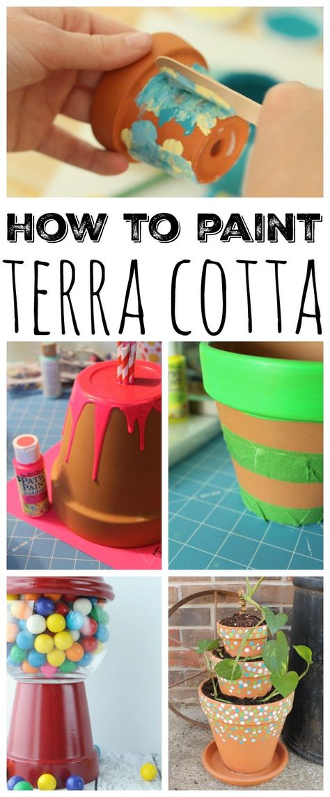 Shell Garden, Decorating Terra Cotta Pots, Diy Terra Cotta Pots, Terracotta Paint, Terra Cotta Pots, Terra Cotta Pot Crafts, Painted Clay Pots, Pot Crafts, Painted Terra Cotta Pots