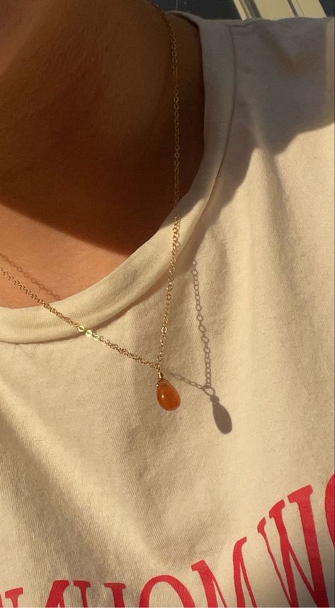 Orange Crystal Necklace, Lj Shen, Pretty Reckless, Sunstone Jewelry, Orange Necklace, The Pretty Reckless, Orange Crystals, Sea Glass Necklace, Teardrop Pendant