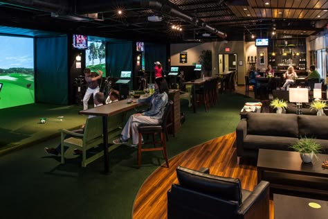 http://golfersgrail.net/pictures.html Virtual Golf, Golf Lounge, Sport Bar Design, Indoor Golf Simulator, Home Golf Simulator, Golf Bar, Simulator Room, Golf Simulator Room, Golf Gadgets