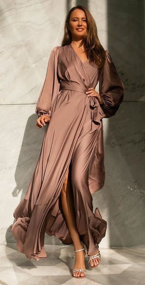 Party Dress Classy, Silk Dress Long, Cocktail Evening Dresses, Silk Dress, 1 2 3, Duster Coat, Wrap Dress, Party Dress, Cocktail Dress