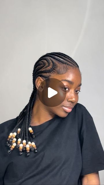 Cornrow Over Braids, Straight Back Cornrows Black Women, Straight Back Feed In Braids With Beads, Cornrow All Back Hairstyles, Alicia Keys Braids With Beads, Feed In Braids With Beads, 8 Feed In Braids Hairstyles, 8 Cornrows Braids, Chilled Aesthetic