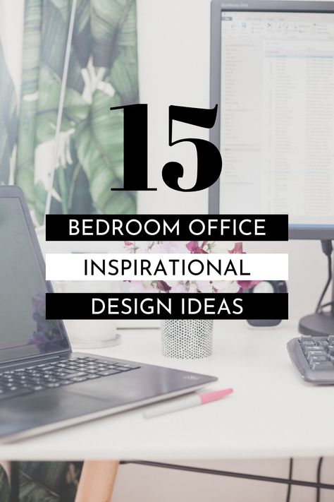 Whether you have a spare bedroom to set up a home office or a corner in your own bedroom, here are some great bedroom combo office ideas to get you inspired! #officeideas Home Office Desk In Middle Of Room Decorating Ideas, Home Office With Two Windows, Bedroom Office Inspirations, Bedroom Ideas With A Desk, Small Office Space Two Desks, Office Decor In Bedroom, Home Office Design In Bedroom, Small Office Corner In Bedroom, Office In Main Bedroom