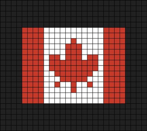 A small to medium pixel art template of the 1965 Canadian flag (14 tall, 19 wide).

By Rachel at www dot Mes Petis Bonheurs dot com. Crochet Canada Flag, Canada Flag Art, Flags Pixel Art, Pixlr Art, Flag Of Canada, Flag Cross Stitch, Paper Quilt, Tiny Cross Stitch, Easy Pixel Art