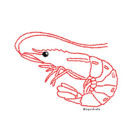 drawing of red shrimp Silly Stick And Poke, Hand Poke Flash, Stick And Poke Stencil, Shrimp Tattoo Design, Hand Poke Tattoo Designs, Strawberry Stick N Poke, Fairy Stick And Poke, Stick And Poke Flash, Fish Stick And Poke Tattoo