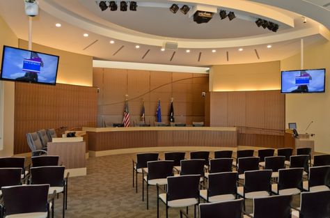 City of Richfield City Council Chamber. Audio and video systems integrated by Alpha Video & Audio Room Basic, Seminar Room, Alpha Video, Council Chamber, Millwork Wall, Fanfic Ideas, Multipurpose Hall, Devil Aesthetic, Architecture Presentation Board