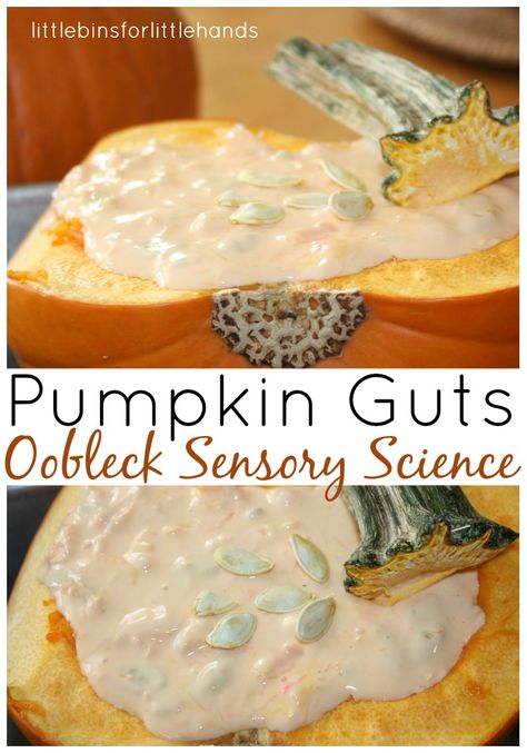 //   Pumpkin Oobleck Science  Real Pumpkin Sensory Play   Super Simple 3 Ingredient Hands-On Science Sensory Play Hands-0n learning and play can be beautifully simple, quick and easy! Great hands-on play like these plastic cup early learning games also don't have to be expensive. I grabbed ... Pumpkin Sensory, Pumpkin Activity, Pumpkins Preschool, Sensory Science, Pumpkin Science, Pumpkin Guts, Pumpkin Unit, Fall Science, Homemade Playdough Recipe