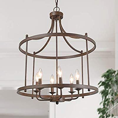 Amazon.com: LOG BARN 6 Lights Transitional Island Pendant Drum Lightening Chandelier in Antique Bronze Finish, 21.6" Foyer Light Fixture: Home Improvement Dining Light Fixtures, Drum Pendant Lighting, Lantern Pendant Lighting, Rustic Pendant Lighting, Lantern Chandelier, Candlestick Lamps, Foyer Lighting, Bronze Chandelier, Farmhouse Chandelier