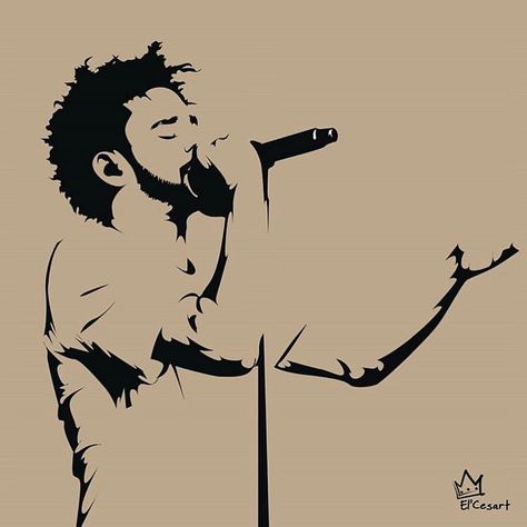 By @cesar_does_it  J Cole J Cole Art Drawing, J Cole Silhouette, J Cole Album Cover Painting, J Cole Sketch, J Cole Black And White, Jcole Art, J Cole Painting, J.cole Art, J Cole Drawing