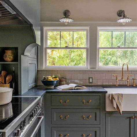 Studio Laloc, Dutch Colonial Revival, Farm Dream, Seattle Interior Design, Dreamy Kitchens, Full Kitchen Remodel, Fake Life, Work Studio, Green Kitchen Cabinets