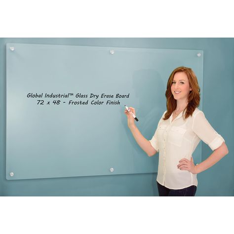 Whiteboards & Bulletin Boards | Whiteboards | Frosted Glass Dry Erase Board - 72 x 48 | 695467 - GlobalIndustrial.com Glass White Board, Dry Erase Board Wall, Glass Dry Erase Board, Whiteboard Wall, Whiteboard Calendar, Drywall Installation, Marker Board, Glass Board, Wayfinding Signage