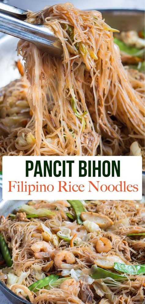 Philapino Recipes, Types Of Bellies, Phillipino Food, Filipino Rice, Pancit Bihon, Pancit Recipe, Pork And Shrimp, Easy Filipino Recipes, Rice Noodle Recipes