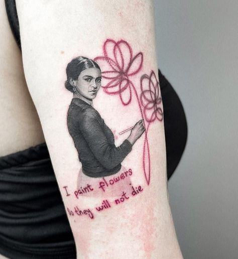 Tattoo by shriaaink Frida Kahlo Tattoo, Kahlo Tattoo, Frida Tattoo, Frida Kahlo Tattoos, Cactus Tattoo, Frida Kahlo Art, Art Tattoos, Minimal Tattoo, Piercing Tattoo