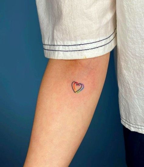 Rainbow Heart Tattoo, Valentines Boyfriend, Lgbt Tattoo, Pride Tattoo, Necklace Tattoo, Feminine Tattoo Sleeves, Rainbow Tattoos, Sharpie Tattoos, Tattoo For Son