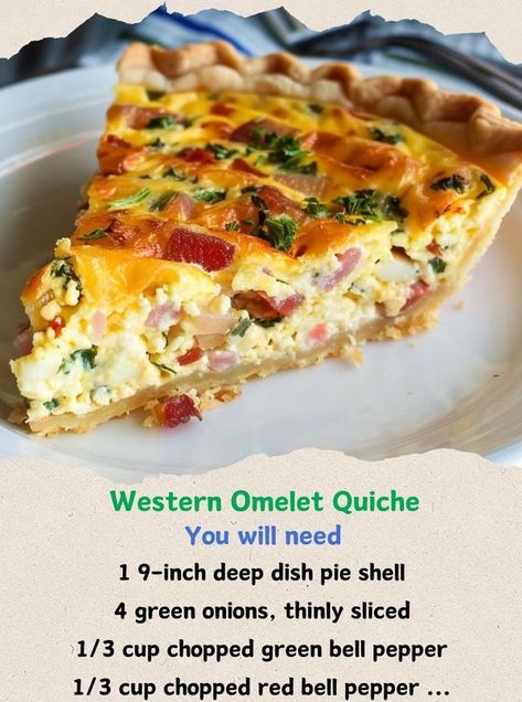 Cooking Family Recipes | Western Omelet Quiche | Facebook Southwest Quiche Recipes, Western Omelette Bake, Southwestern Quiche, Southwest Quiche, Denver Omelet Quiche, Denver Omlet, Western Omelet Quiche, Breakfast Quiche Recipes Easy, Deep Dish Pie